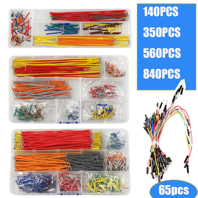 Breadboard Jumper Wire - 65/140/350/560/840 adet/kutu U Şekli Lehimsiz Breadboard