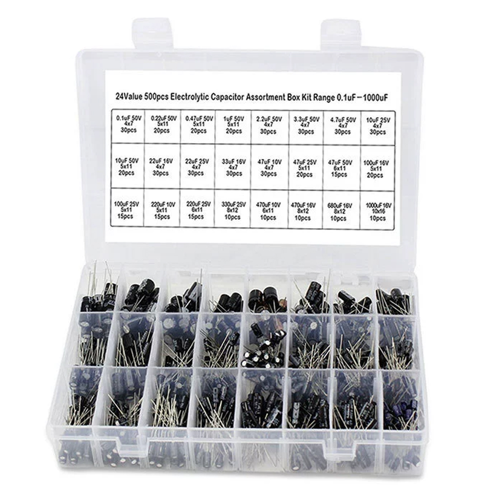 Capacitor Kit Assortment - 500 Adet Elektrolitik Kondansatör Çeşitleri Kiti