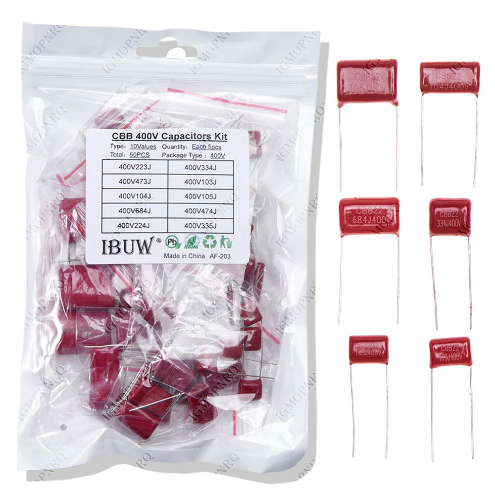 Capacitor Kit Assortment - KIT 50PC=10değer*5PCS Metalize Polyester Film Kondansatörler