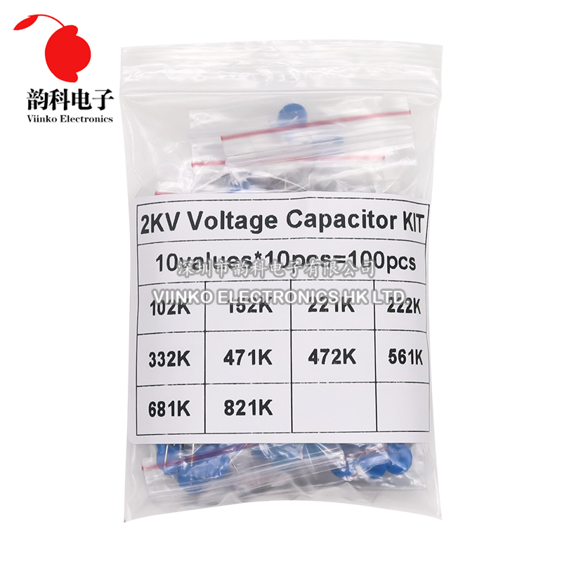 Capacitor Kit Assortment - 100 adet 2KV yüksek gerilim seramik