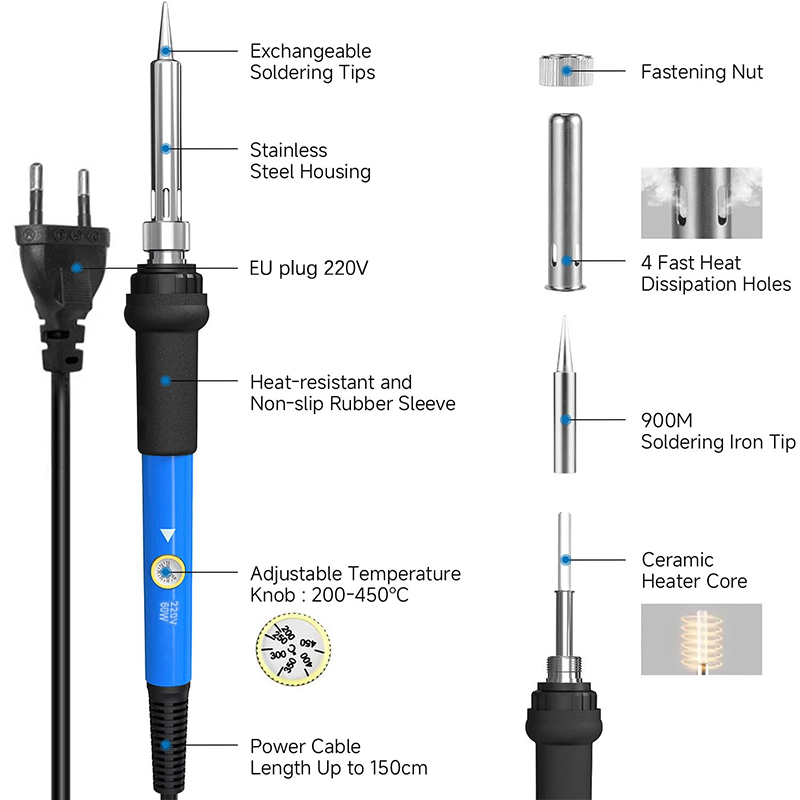 Ayarlanabilir Sıcaklık 220V 60 - Diy Electronics Tools incelemesi ve fiyatı