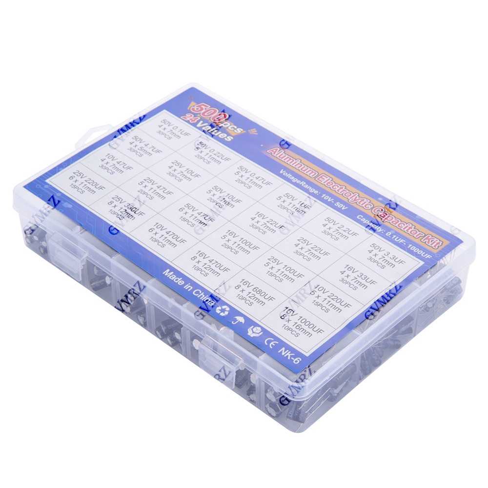 500 adet/grup 16-50V mix elekt - Capacitor Kit Assortment incelemesi ve fiyatı