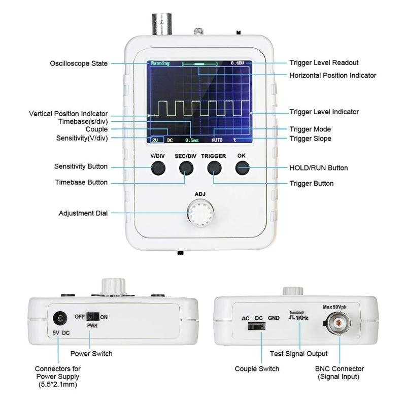 Güç Adaptörlü Taşınabilir Mini - Oscilloscope Dso Mini incelemesi ve fiyatı